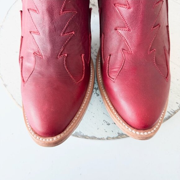 Lane CHELSEA Womens Cowboy Bootie 9.5 Western Red Short Cowgirl Ankle Boots - Picture 7 of 13